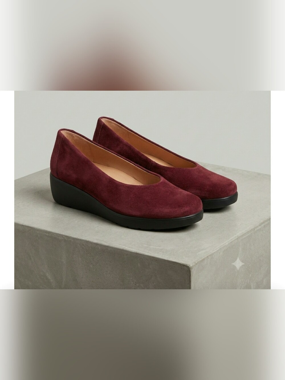 Casual Suede Wedge Chunky Loafer Pumps OrthoLite Slip-On Minimalist Sz 10 New